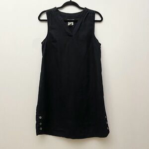 Nicole Miller 100% Linen Black V-Neck Mini Dress
